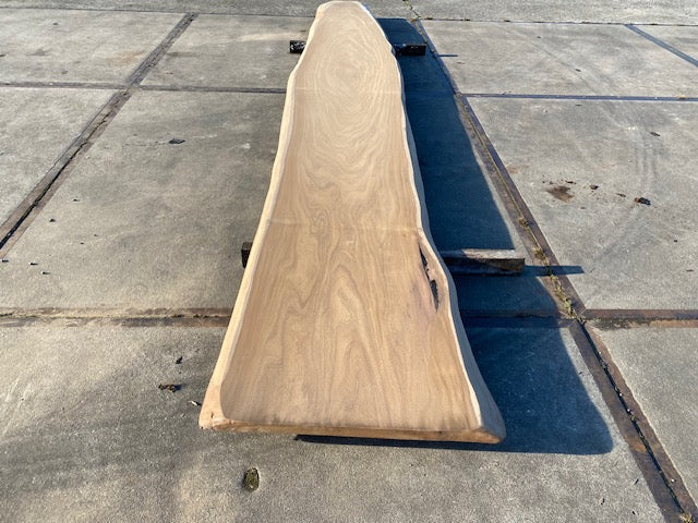 Afrormosia Boomstamblad – 4260 x 900 x 80 mm – Geschuurd